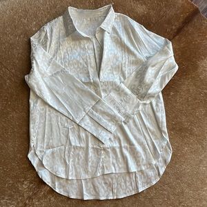 Satin cheetah print button up blouse